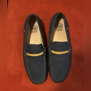 Phat Farm Navy Loafers with Tan Braid Accent